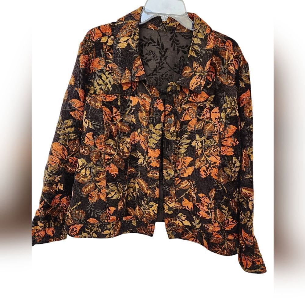 Brooke Coleman‎ Floral fall embroidered reversible blazer jacket LG/XL
